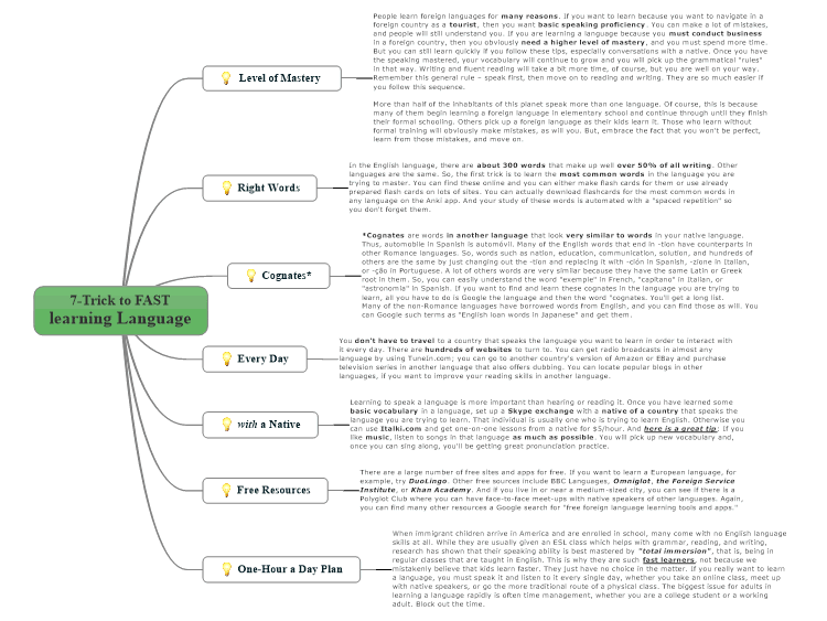 7-Tricks to FAST learning Language: MindManager mind map template ...